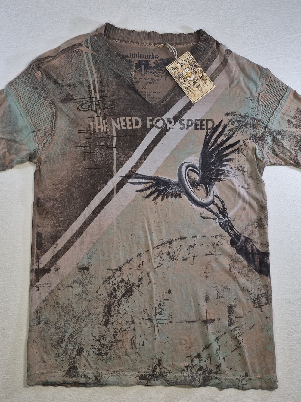 'The Need For Speed' By Uhlworks Graphic Short-Sleeve Tee - Brown/Olive